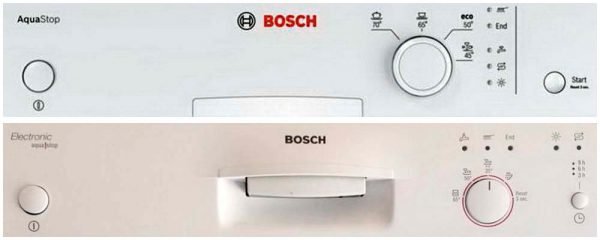 Bosch dishwasher control panels with indicators